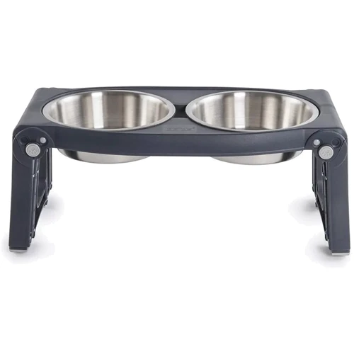 Миска Dexas подвійна Adjustable 2хPet Feeder з регульованими ніжками з нержавіючої сталі 960 мл Сірий (PW120432SS)