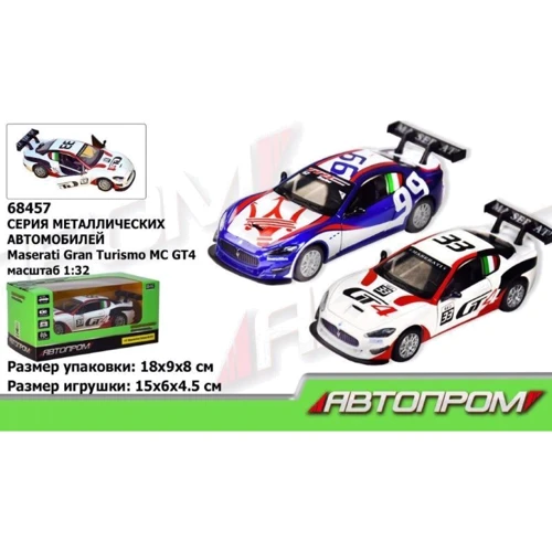 Машинка металл 68457 (7950) АВТОПРОМ, 1:32 Maserati Gran Turismo MC GT4, 2 цвета