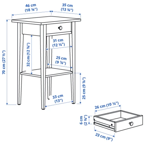 Тумба прикроватная ІКЕА HEMNES 46х35 см (202.004.56) фото 4