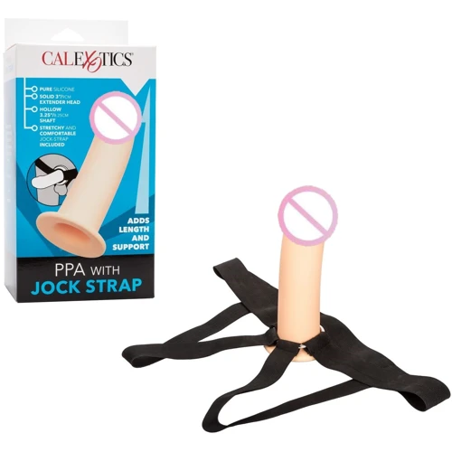 Полый страпон с удлиняющей насадкой CalExotics PPA with Jock Strap - , 17,75х5 см