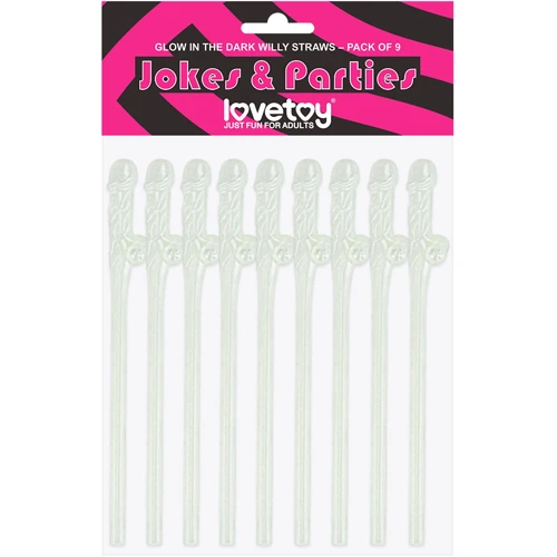 Трубочки для напоїв LoveToy Jokes&Parties Glow The Dark Willy Penis Straws, 9 шт.: Виробник LOVETOY