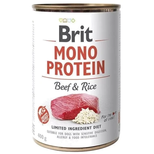 Влажный корм для собак Brit Mono Protein Dog с говядиной и темным рисом 400 г (8595602555345)