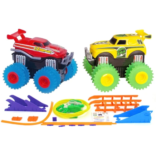 Машинки на батарейках Trix Trux набор 2 машинки с трассой (красный+желтый) (JLT-AS332RY)