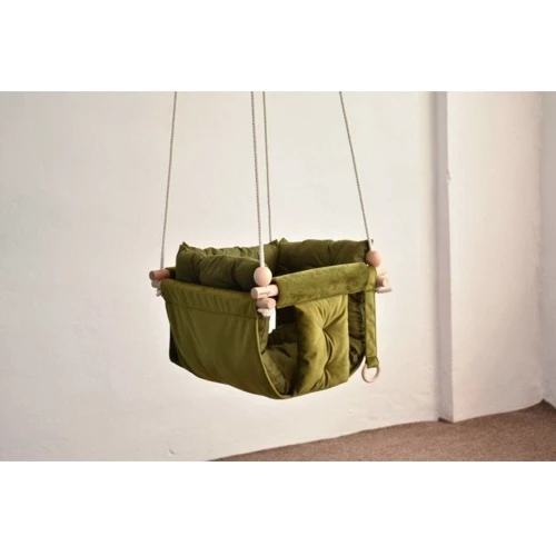 Качели детские Infancy Галетная Велюр подвесная зеленая