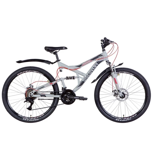 Велосипед Discovery CANYON AM2 DD с крылом Pl 2022 ST 26" серо-черный (OPS-DIS-26-443)