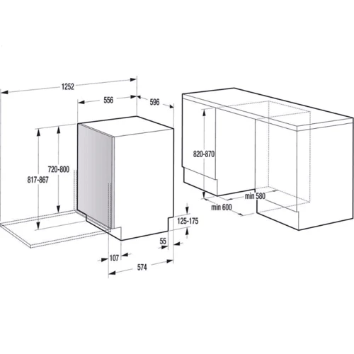 Посудомийна машина Gorenje GV55110: Розміри 44.8x55x81.5 см
