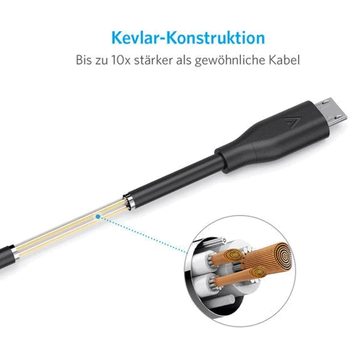 Кабель ANKER USB Cable to microUSB Powerline V3 1.8m Space Grey (A8133H11): Тип USB Cable - microUSB