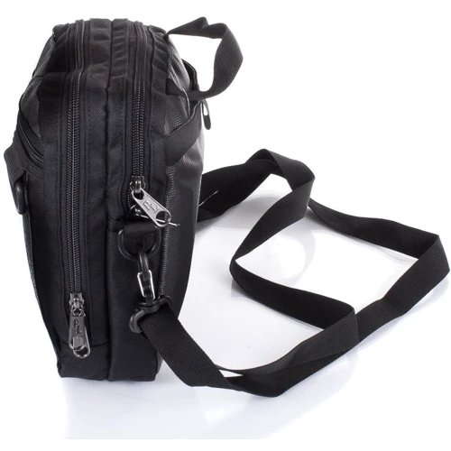 Мужская сумка через плечо Onepolar черная (W3023-black): Фактура Тканая