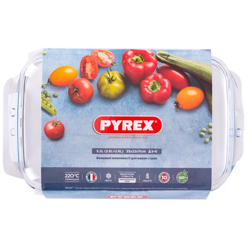 Жаропрочное стекло PYREX 5.2 л (2.6л+2.6л) (555A000): Мойка в посудомоечной машине да