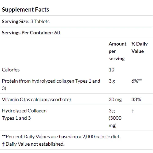 Doctor's Best, Collagen Types 1 and 3 with Vitamin C, 1,000 mg, 180 Tablets (DRB-00204): Форма выпуска Таблетки