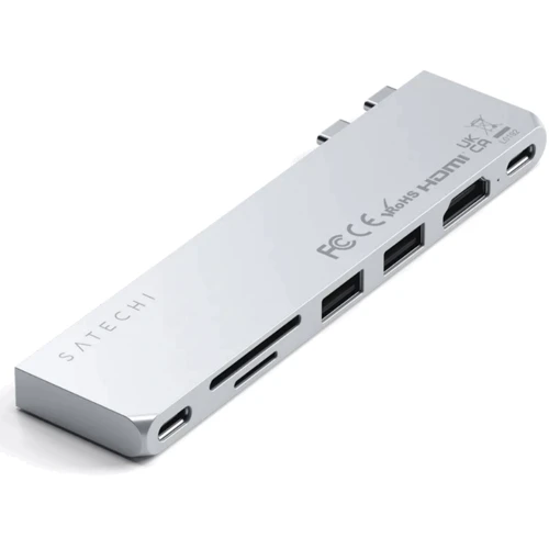 Адаптер Satechi Adapter Dual USB-C to 2xUSB-C+2xUSB+HDMI+SD Silver (ST-HUCPHSS)