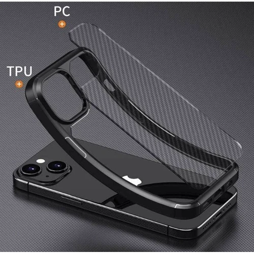 Чехол для iPhone Mobile Case TPU+PC Line Black for iPhone 15: Материалы поликарбонат и полиуретан