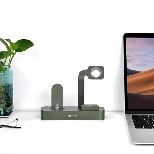 Док-станція COTEetCI Base29 3in1 Stand Green (CS7211-GR) for Apple iPhone, Apple Watch and Apple AirPods фото 3