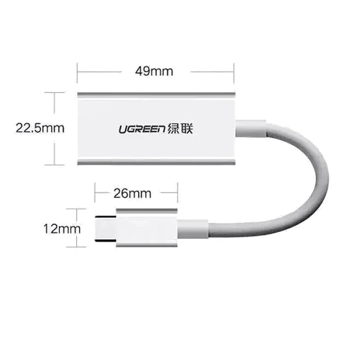 Адаптер Ugreen Adapter MM130 USB-C to DisplayPort White (40372): Интерфейс подключения USB-C