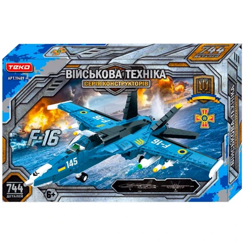 Конструктор Teko Военная техника, самолет F16, 744 детали (11489)