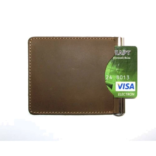 Мужской зажим для денег DNK Leather коричневый (DNK Зажим Spring+ col.G): Формат кошелька Вертикальный
