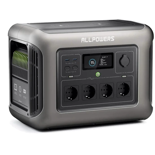 Зарядная станция Allpowers R1500 1152Wh 1800W LiFeP04 Grey: Выходы потребителей Автоприкуриватель, USB-C, USB-A, 220V