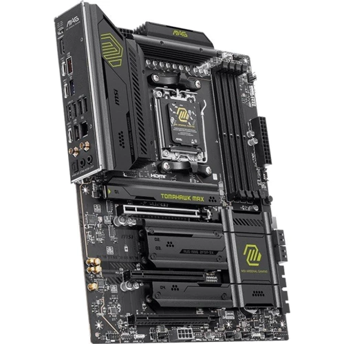 MSI MAG B850 TOMAHAWK MAX WIFI UA: Разъемы на задней панели S/PDIF (Оптический), Ethernet RJ-45, USB 3.2 Gen 2, USB 3.2 Gen 1, HDMI, USB 3.2 Gen 1, USB 3.2 Gen 2, USB 2.0
