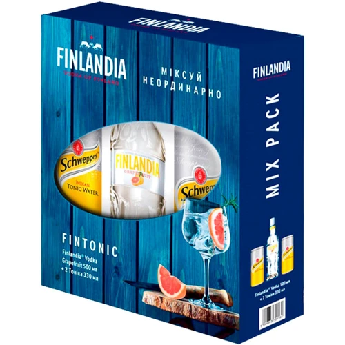 Водка Finlandia Грейпфрут 0.5л + Тоник Швепс 2x0.33л (CCL714612)