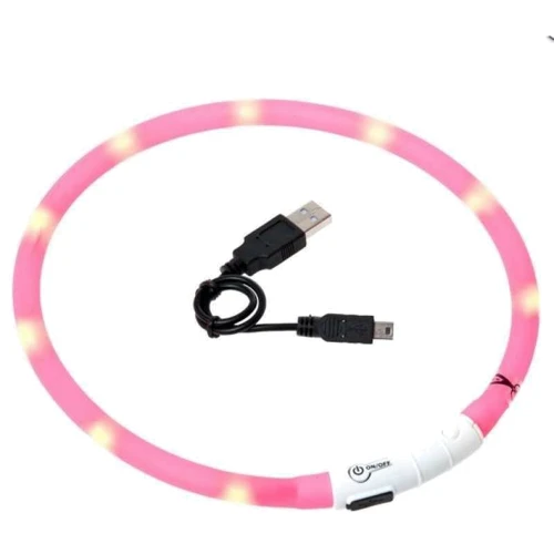 Нашийник для собак Flamingo Visio Light Led світиться рожевий 70 см