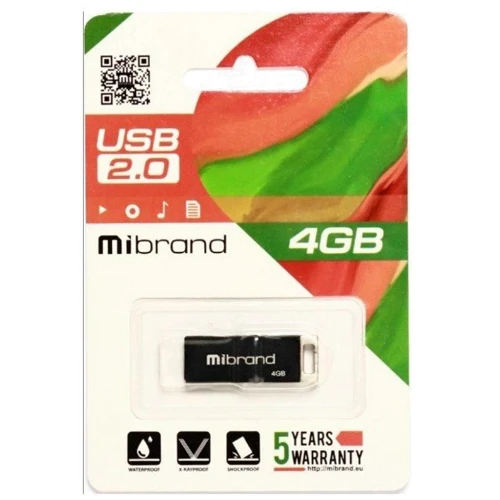 USB-флешка Mibrand 4GB Сhameleon USB 2.0 Black (MI2.0/CH4U6B): Стандарт USB USB 2.0