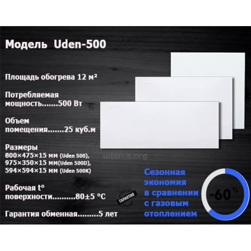 Обігрівач UDEN-S UDEN-500Д Universal: Тип нагрівального елементу Керамический