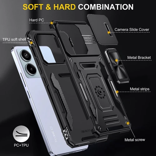 Чохол для телефона Mobile Case Camshield Army Ring Black для Xiaomi Poco X6 / Note 13 Pro 5G: Колір черный