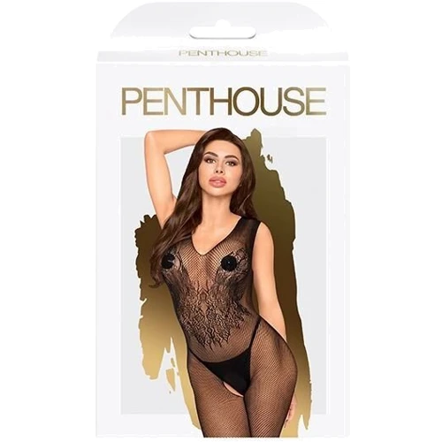 Бодистокинг с узором в виде крыльев и бабочки Penthouse - Wild catch black XL