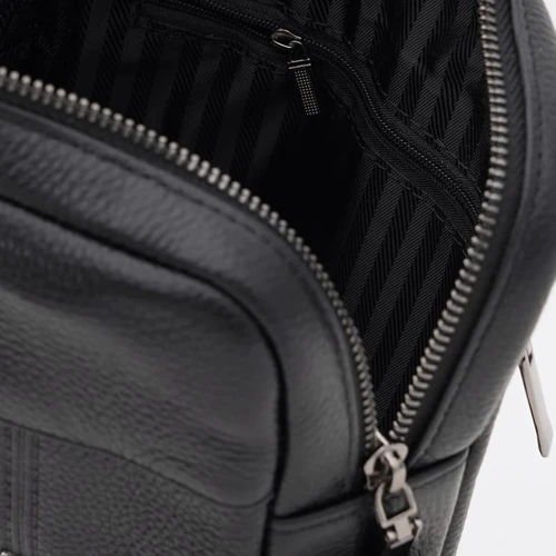 Мужская сумка планшет Borsa Leather черная (K1265-3bl-black): Фактура Матовая, Зернистая