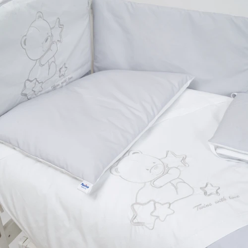 Набір для дитячого ліжечка Twins Dolce Loving bear біло-сірий 4075-DLB-10