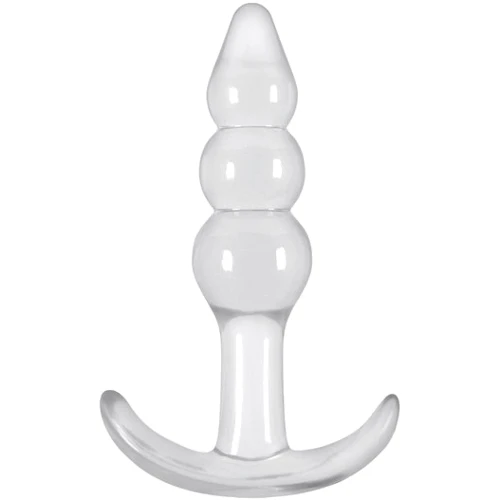 Анальная пробка Jelly Rancher T-plug Ripple, 7.6x3.2 см, прозрачный