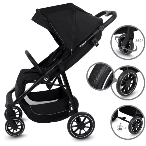 Прогулянкова коляска Kidwell ENZO Black (Hnrt_4910): Матеріал коліс EVA