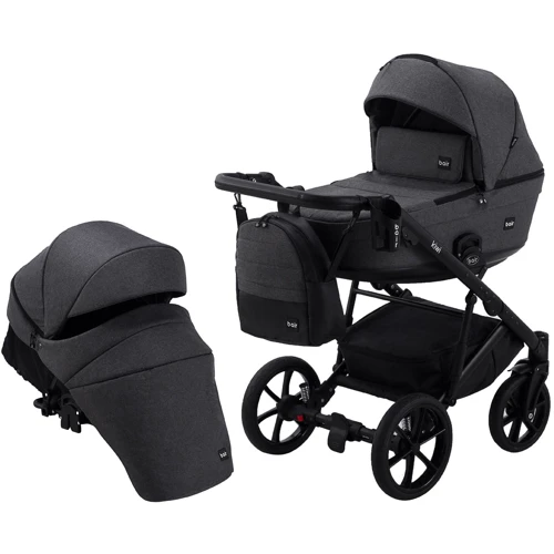 Коляска 2 в 1 Bair Kiwi Soft BKS-219 графит - графит (кожа)