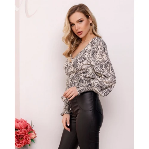 Блуза ISSA PLUS SA-24 42 бежевая с длинным рукавом: Сезон Демисезон