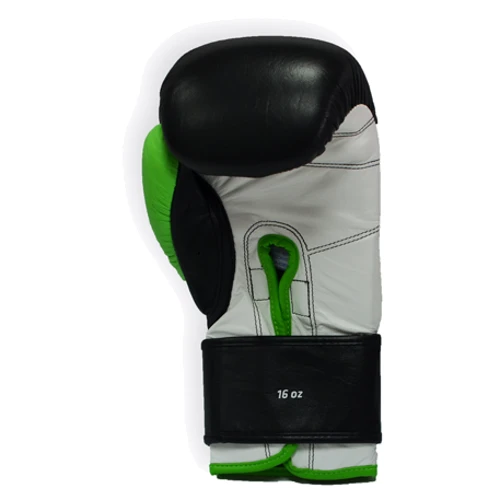 Перчатки боксерские THOR TYPHOON 14oz /Кожа /черно-зелено-белые фото 2