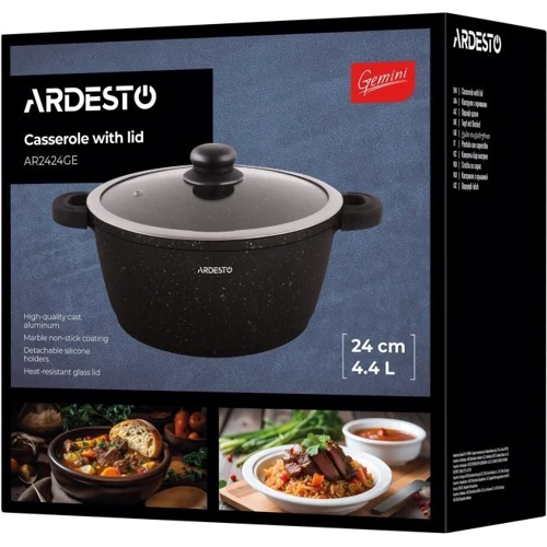 Каструля Ardesto Gemini Anzio 24 см 4.4 л (AR2424GE): Тип джерела тепла Электрические плиты, Стеклокерамические плиты, Индукционные плиты, Газовые плиты, Все виды плит
