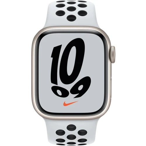 Apple Watch Series 7 Nike 45mm GPS Starlight Aluminum Case with Pure Platinum / Black Nike Sport Band (MKNA3) UA: Розмір 45mm