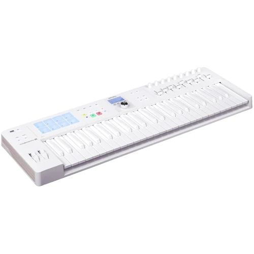 MIDI-клавіатура Arturia KeyLab Essential 49 mk3 Alpine White Special Edition + Arturia Pigments: Роз'єми та інтерфейси MIDI in/out, Педаль сустейна, Ножной переключатель (footswitch), USB, 3.5 мм