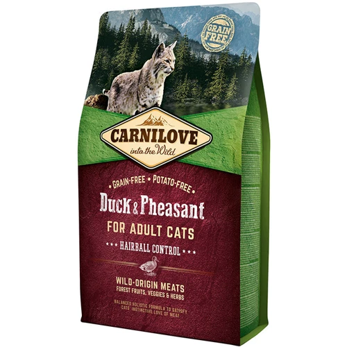 Сухой корм для взрослых кошек Carnilove Cat Duck & Pheasant Hairball Control для выведения волосяных комков 2 кг (8595602512348)