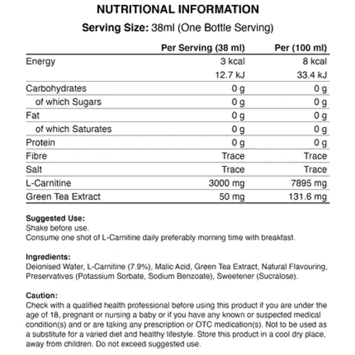 Жиросжигатель Applied Nutrition L-Carnitine 3000 shot + Green tea 24x38 ml Fruit Burst: Пол Унисекс