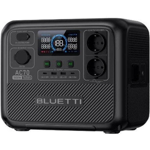 Зарядна станція Bluetti AC70 768Wh 1000W: Виходи споживачів 220V, USB-A, USB-C, Автоприкурювач