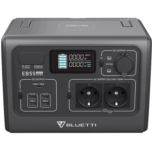 Зарядная станция Bluetti EB55 537Wh 700W UA: Выходы потребителей USB-C, USB-A, 220V