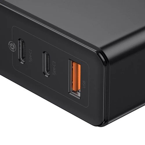 Зарядний пристрій Baseus USB-C Wall Charger Mini GaN 2xUSB-C+USB 120W Black (CCGAN-J01): Кількість USB-портів 3