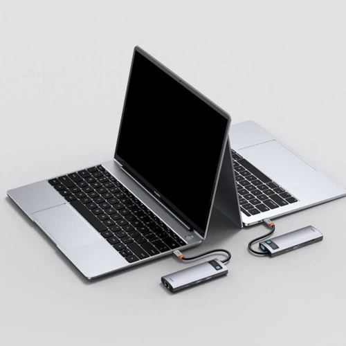 Адаптер Baseus Adapter USB-C to 3xUSB3.0+HDMI+RJ45+USB-C+TF+SD Gray (CAHUB-CV0G) фото 6