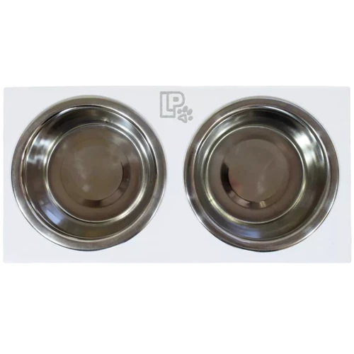 Миски Lucky Pet металлические на деревянной подставке линейка Пир 2x0.4л/13см белый (553478): Тип Миски