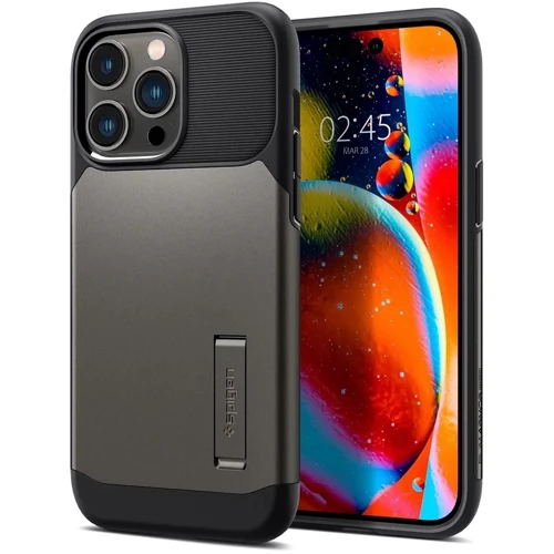 Чехол для iPhone Spigen Slim Armor with MagFit Gunmetal (ACS04646) for iPhone 14 Pro Max: Цвет серый