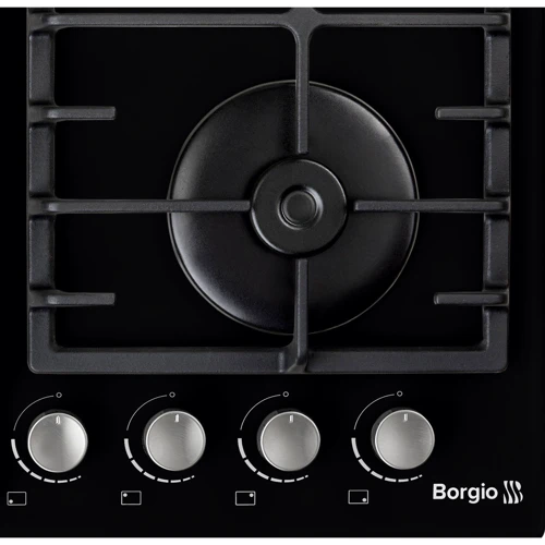 Варочная поверхность газовая Borgio 6190-15 Black Glass: Рабочая поверхность стекло (закаленное)