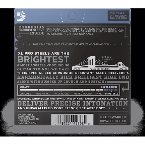 Струна для гитар Гитарные струны D'ADDARIO EPS530 XL PROSTEELS EXTRA SUPER LIGHT (08-38): Назначение Для классической гитары