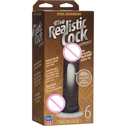 Фаллоимитатор черный Doc Johnson The Realistic Cock 6 inch Black - ULTRASKYN