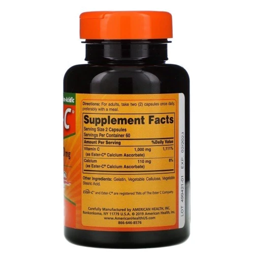 American Health Ester C 500 mg Вітамін С 60 капсул: Тип вітамін C